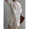 Venta al por mayor desde el fabricante en stock: Nueva Camisa Protectora del Sol de Tencel Estilo Chino para Mujer con Diseño de Botones Tradicionales Chinos y Camisa con Abertura