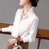 Camisa Blanca de Satén para Mujer Manga Larga Primavera Talla Extra Diseño Holgado Temperamento de Nicho Capa Interior Camisa Base Top