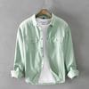 Camisa de Manga Larga para Primavera y Otoño para Hombre Abrigo Multibolsillos Casual Guapo Combinable Camisa Moda Juvenil para Hombre