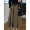 Falda Negra Retro de Alta Gama para Mujer, Nuevo Estilo Otoño 2026, Elegante Ropa de Trabajo, Aspecto Adelgazante, Falda Midi de Corte A