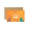 Cartão de felicitações natalino fofo em desenho animado com bronzear Árvore de Natal Boneco de Neve Véspera de Natal Cartão com mensagem de agradecimento e bênção