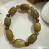 Pulsera de Lujo Ligero de Gama Alta, Pulsera de Ágata Pavo Real con Cuentas Cilíndricas, Pulsera de Ágata con Degradado Rojo-Verde, Artículo Popular para Pequeños Vendedores