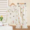 Pijama Infantil 2026 Novo Estilo Algodão Nuvem Manga Longa Primavera e Outono Fino Doce Estilo Princesa Roupas de Casa para Meninas
