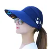 Estilo Nuevo de Verano para Mujer, Sombrero de Sol con Protección Solar, Ala Ancha y Parte Superior Abierta, Elegante Decoración de Flores, Sombrero Fresco Transpirable para Exteriores