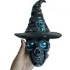 2026 Halloween Transfronterizo Resina Calavera Gótica Sombrero de Bruja Luz Nocturna Creativo Adorno Decorativo para Escritorio del Hogar
