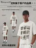 Street Madness Verano Nuevo Estilo Marca Americana de Moda Retro Patchwork Manga Corta Desgastado Liso Algodón Holgado Camiseta Estampada para Hombre