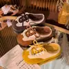 Nuevos Zapatos de Entrenamiento Moral de Cuerda Color Bloqueado de Cuero Retro para Mujer en Otoño e Invierno Zapatillas de Algodón Cálidas Antideslizantes con Forro Polar para Interiores