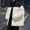 Jaqueta masculina de algodão moderna, estilo Hong Kong, sem capuz, transfronteiriça, casaco de algodão versátil, estilo japonês, agasalho quente masculino de cor sólida, moderno e estiloso, jaqueta de algodão masculina