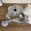 Chapéu de Tricô Artesanal DIY Koala com Nariz Grande Fofo Proteção de Orelha Feminina Outono e Inverno À Prova de Frio Pacote de Material para Chapéu de Lã