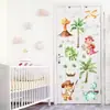 Adesivos de Parede de Dinossauro em Aquarela, Dinossauro Cartoon e Palmeira Autoadesivos, Decorações de Parede para Quartos Infantis e Jardins de Infância