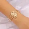 Pulsera Abierta Floral de Alta Venta Transfronteriza, Pulsera Geométrica de Lujo Ligero Nicho de Gama Alta, Pulsera de Brazo de Moda, Pulsera de Plata