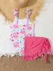 Traje de Baño Nuevo Modelo 2026 para Niñas de Tres Piezas, Traje de Baño de Dos Piezas para Niños Pequeños, Traje de Baño Morado para Exportación