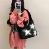 Bolsa de ombro tote de nylon com estrela de cinco pontas, nova para o inverno de 2023, feminina, de grande capacidade, casual, simples, bolsa de axila, bolsa feminina