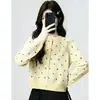 Cárdigan de Punto Azul con Cuello Redondo para Mujer, Nuevo Estilo Primavera y Otoño 2026, Abrigo Suéter Holgado con Jacquard de Estrellas, Top Corto
