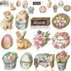 36 Piezas de Decoraciones de Pascua de Madera Vintage, Coronas de Conejo y Huevo, Decoraciones para Fiestas en Casa