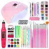 Set Completo de Herramientas Auxiliares para Uñas X3, Decoraciones de Diamantes con Purpurina, Pinceles para Uñas, Máquina Pulidora, Lima de Uñas