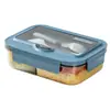 Fiambrera de Plástico con Compartimentos, Fiambrera Rectangular Portátil para Estudiantes, Grado Alimenticio, Apta para Microondas, Fiambrera Estilo Japonés