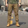 Calça cargo resistente ao desgaste com múltiplos bolsos para uso externo transfronteiriço, caimento solto, impermeável, tática masculina para pesca e caminhada