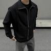 Primavera e Outono Novo Fio Estrutural Cardigan de Zíper Pesado Suéter Masculino e Feminino Solto Gola Alta Lapela Casaco Masculino Top