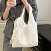 Bolsa de Lona com Renda de Flor Estilo Coreano Fresco Feminina Grande Capacidade Bolsa de Ombro Tote Fada Gentil Bolsa de Braço para o Trabalho