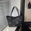 Bolso de Mezclilla a Cuadros de Gran Capacidad Bolso de Hombro Moderno para Mujer Bolso Tote Simple con Lazo de Moda Bolso de Mano
