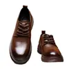 2024 Sapatos de Couro Masculino Solado Macio Antiderrapante Casual Outdoor Sapatos de Couro Masculino Retro Respirável Versátil Sapatos de Trabalho Britânicos Sapatos de Camada Única