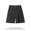Verão 2025 Marca Americana Retro Tendência Casual Japonês Simples Cor Sólida Shorts de Perna Larga Shorts Soltos de Cinco Pontos para Mulheres