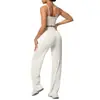 Conjunto Esportivo para Mulheres - Sutiã Esportivo Cross-Border à Prova de Choque, Calça Wide-Leg de Cintura Alta com Sensação de Segunda Pele para Yoga, Corrida e Fitness