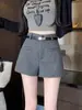 Ropa de Abrigo para Mujer Pantalones Cortos de Lana Petite 2026 Otoño/Invierno Grises Cintura Alta Shorts de Glúteo Versátiles Adelgazantes Pantalones de Pierna Ancha Línea A