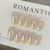 Queso Crema Libro Rojo Moda Nuevo Lindo Amarillo Crema Estilo Francés y Lunares Uñas Postizas Hechas a Mano Venta al por Mayor