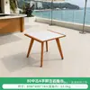 Silla de marco de aleación de aluminio minimalista moderna con respaldo de malla y juego de mesa de comedor de losa de roca, adecuado para restaurantes autoservicio de hotel y uso en exteriores