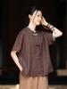 26 Estilos Nuevos de Ropa Femenina Estilo Chino, Blusas Botonadas de Lino de Alta Gama con Bloques de Color, Camisas de Lino de Manga Corta de Verano, Chaquetas para Mujer
