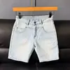 Pantalones capri de cinco puntos a rayas azul claro finos y frescos de verano para hombre, jeans de comercio exterior, stock original, talla grande, cintura media, adelgazantes