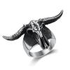 Nuevo Anillo Retro Personalizado de Acero Inoxidable Pulido para Aries, Anillo de Calavera con Cuernos de Carnero de Acero Inoxidable