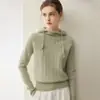 Suéter com Capuz 100% Caxemira Pura Outono 2026 Feminino Malha Solta Estilo Casual Camisa Básica
