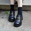 Zapatos de charol de cuero con cabeza redonda, plataforma de suela gruesa, tacones altos, mocasines de cuero para mujer, vintage, casual, otoño, nuevos