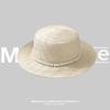Nuevo Sombrero de Paja Francés para Mujer Verano Lujo Ligero Versátil Perla Copa Plana Sombrero Protector Solar para Viajes al Aire Libre Parasol Sombrero de Pescador