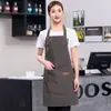 Estilo Coreano Moda Impermeable y Resistente al Aceite Lona Ropa de Trabajo Delantal Catering Chef Camarero Limpieza Delantal Impresión Al Por Mayor