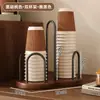 Dispensador de Vasos Desechables, Madera Maciza, Acabado de Alta Gama, Estante de Almacenamiento para Vasos de Agua, Portavasos de Papel para Escritorio para Café y Té