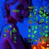 Nuevo Pegatina de Tatuaje Halloween Luminosa Artificial de Terror de Amazon Araña Cuchillo de Dolor de Gama Alta Pegatina Luminosa para la Cara