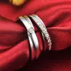 Anillo de Pareja Estilo Coreano Enamorados Anillo de Pareja de Platino Anillo de Diamantes de Oro Blanco de 18K Anillo de Boda Moda para Hombres y Mujeres