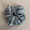 Goma para el Cabello de Satín Multicolor Estilo Francés con Cadena de Diamantes Brillantes, Scrunchie Vintage para el Cabello al por Mayor
