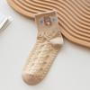 Calcetines de Flores Pequeñas de Estilo Japonés Lindo Calcetines de Media Caña para Mujer Ins Trendy Otoño e Invierno Calcetines de Oso de Dibujos Animados de Corea del Sur Calcetines de Encaje con Boca de Burbuja