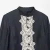 Outono de 2026 Novo Moda de Rua Europeia e Americana Cruzada Jaqueta Curta de Renda com Patchwork w085 463028