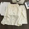 Nuevo conjunto de pijama de algodón nube con encaje de oso lindo y moderno para mujer, cárdigan de manga larga de otoño y primavera, ropa de estar de dibujos animados