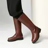 Botas de caballero retro transfronterizas europeas y americanas, de caña alta para hombre, punta redonda, tacón grueso, tacón medio, botas largas, negras y marrones, disponibles en tallas grandes, botas de motocicleta, talla 48