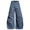 Pantalones de pierna ancha sueltos para hombre, diseño curvo, estilo cargo, tendencia, personalidad, nicho, silueta casual, pantalones de largo completo