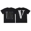 Camiseta de Verano Clásica de Manga Corta para Hombre Vlone Fog Mosaico Estampado Reflectante Marca de Moda V Grande Ajuste Holgado