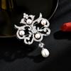 Pingente de pérola de água doce de alta qualidade em estilo francês, broche geométrico, elegante, requintado, completo, diamante, acessórios para broche