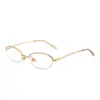 Gafas de Sol Ovaladas con Medio Marco Metálico Plateado, Color Degradado Gm, Primavera y Verano 2026, Gafas de Sol Coreanas de Alta Gama y Exquisitas para Tomar Fotos para Mujer